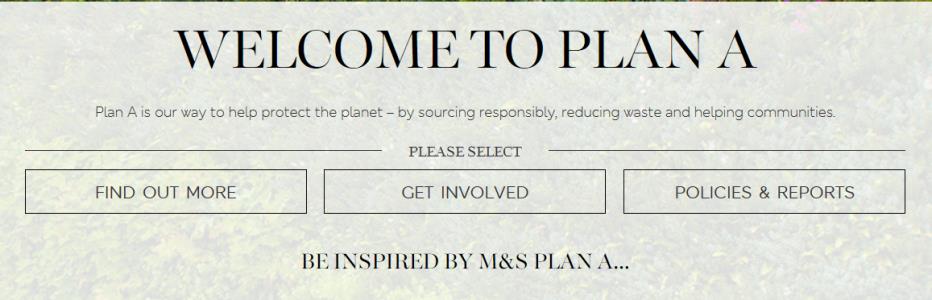 The Marks & Spencer Plan A website.
