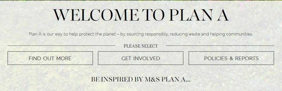 The Marks & Spencer Plan A website.