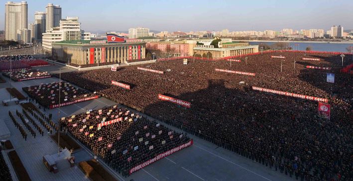 A February 2016 parade in Pyongyang, North Korea. ©Kyodo News